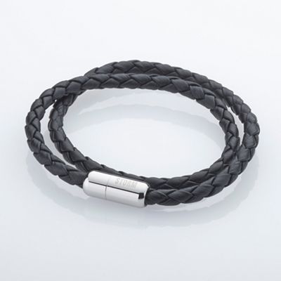 Black ROCKET WRAP leather wrap bracelet